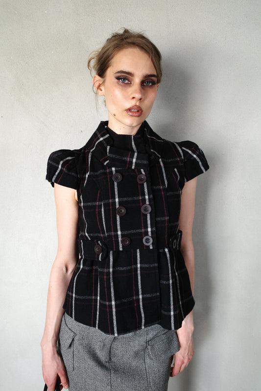 BABYDOLL WOOL PEACOAT (CHECKERED)