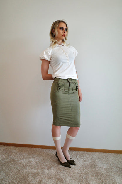 ROBERTO CAVALLI BUCKLED PENCIL SKIRT