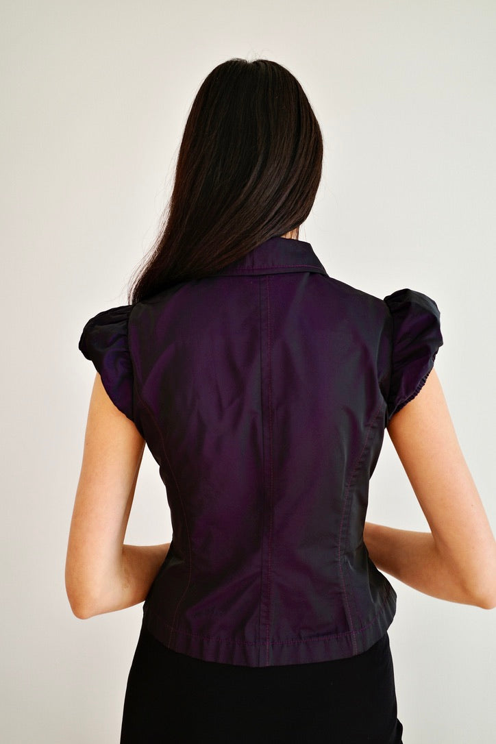 FITTED PUFFSLEEVE BLOUSE PURPLE