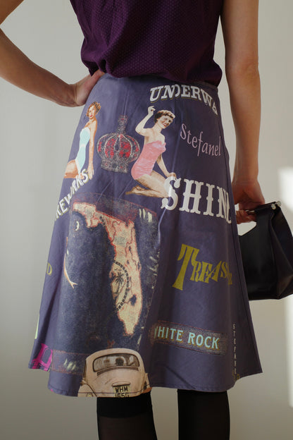 STEFANEL VINTAGE MOTIVE MIDI SKIRT
