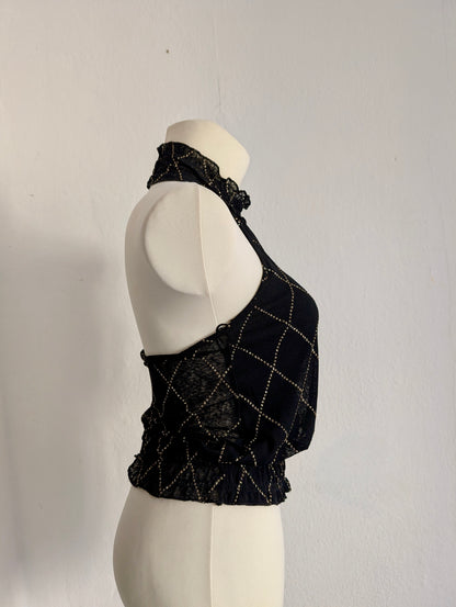 Vintage Glitter Halter Top
