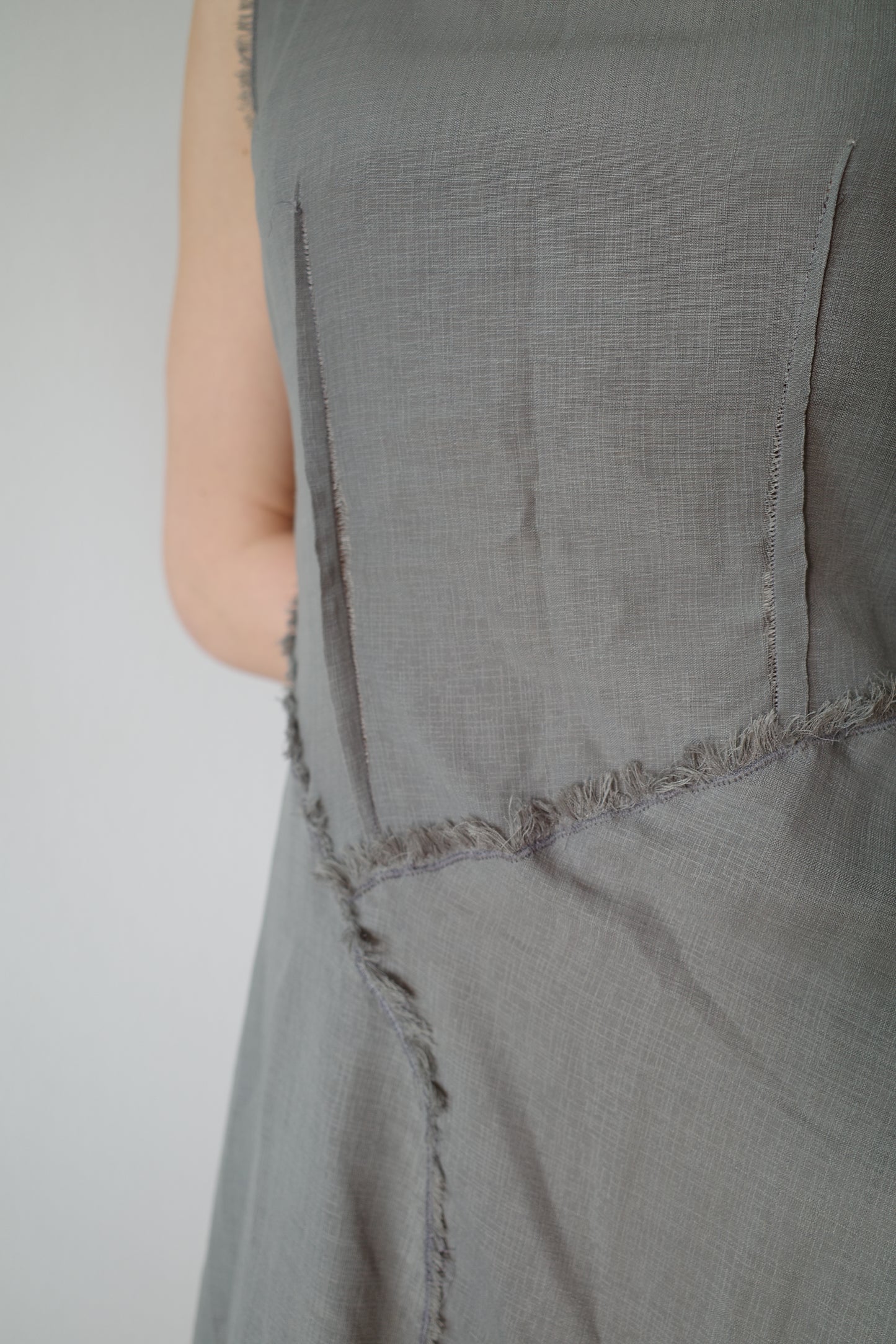 ASYMETRICAL LINEN MIDI DRESS
