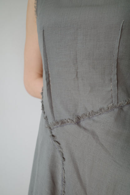 ASYMETRICAL LINEN MIDI DRESS
