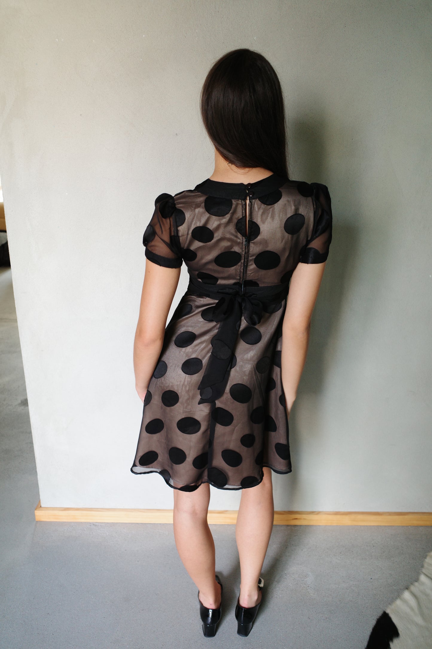 RETRO CHIFFON POLKA DOT DRESS