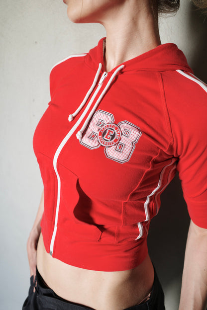 2000s RED CROPPED HODDIE