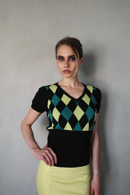 VINTAGE ARGYLE KNIT SHIRT
