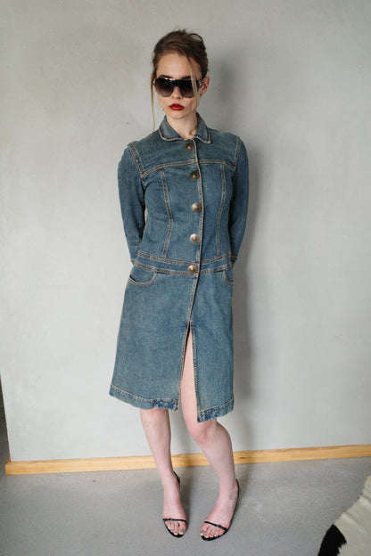 DKNY DENIM COAT DRESS