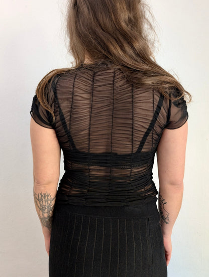 Vintage Ruffled Meshtop