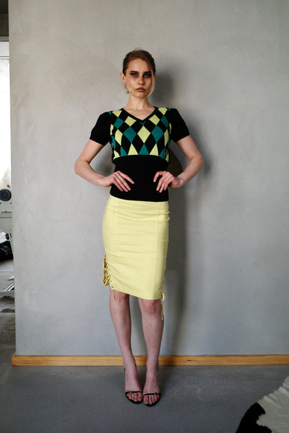 LACE-UP PENCIL SKIRT