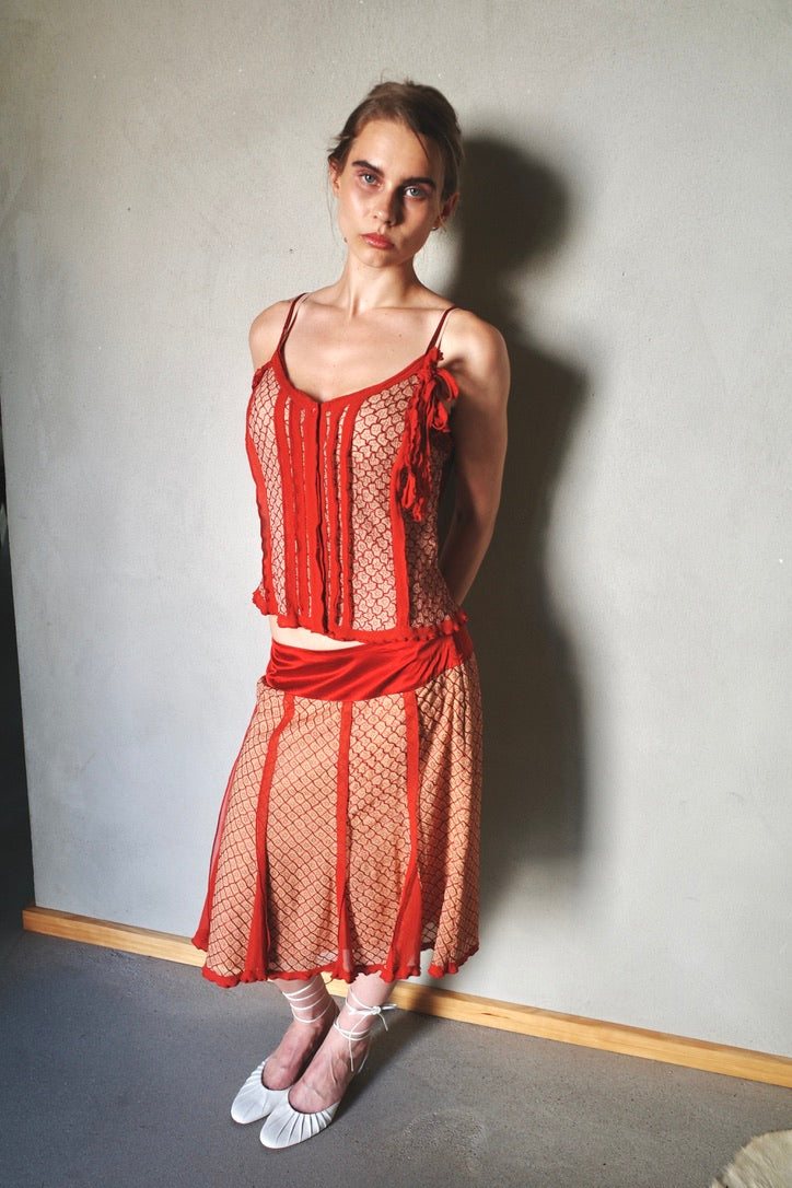 VINTAGE SILK ENSEMBLE (ORANGE)