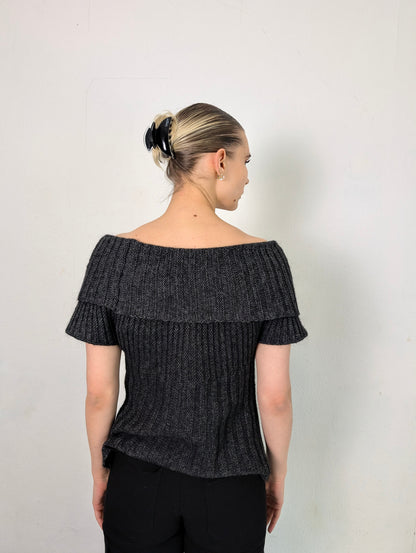 MOHAIR FLOWER BOATNECK