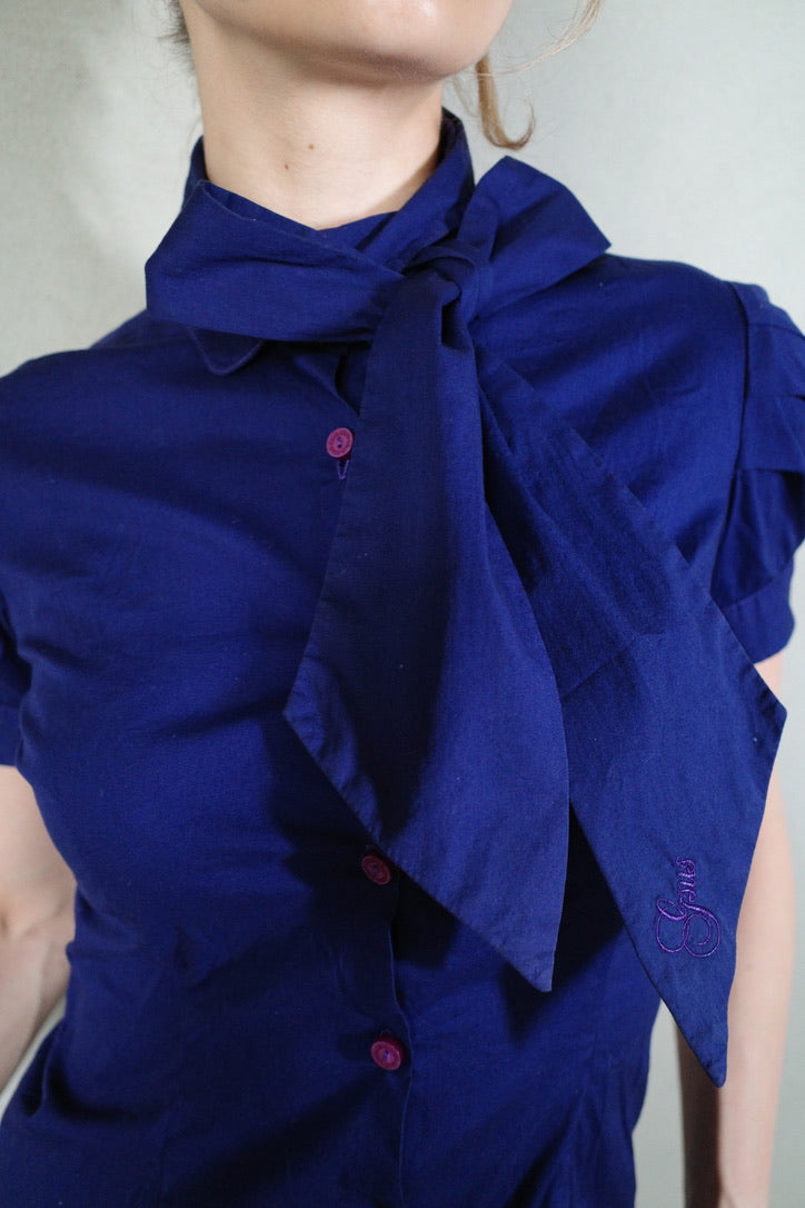 PUFF SLEEVE BLOUSE /W BOW DETAIL