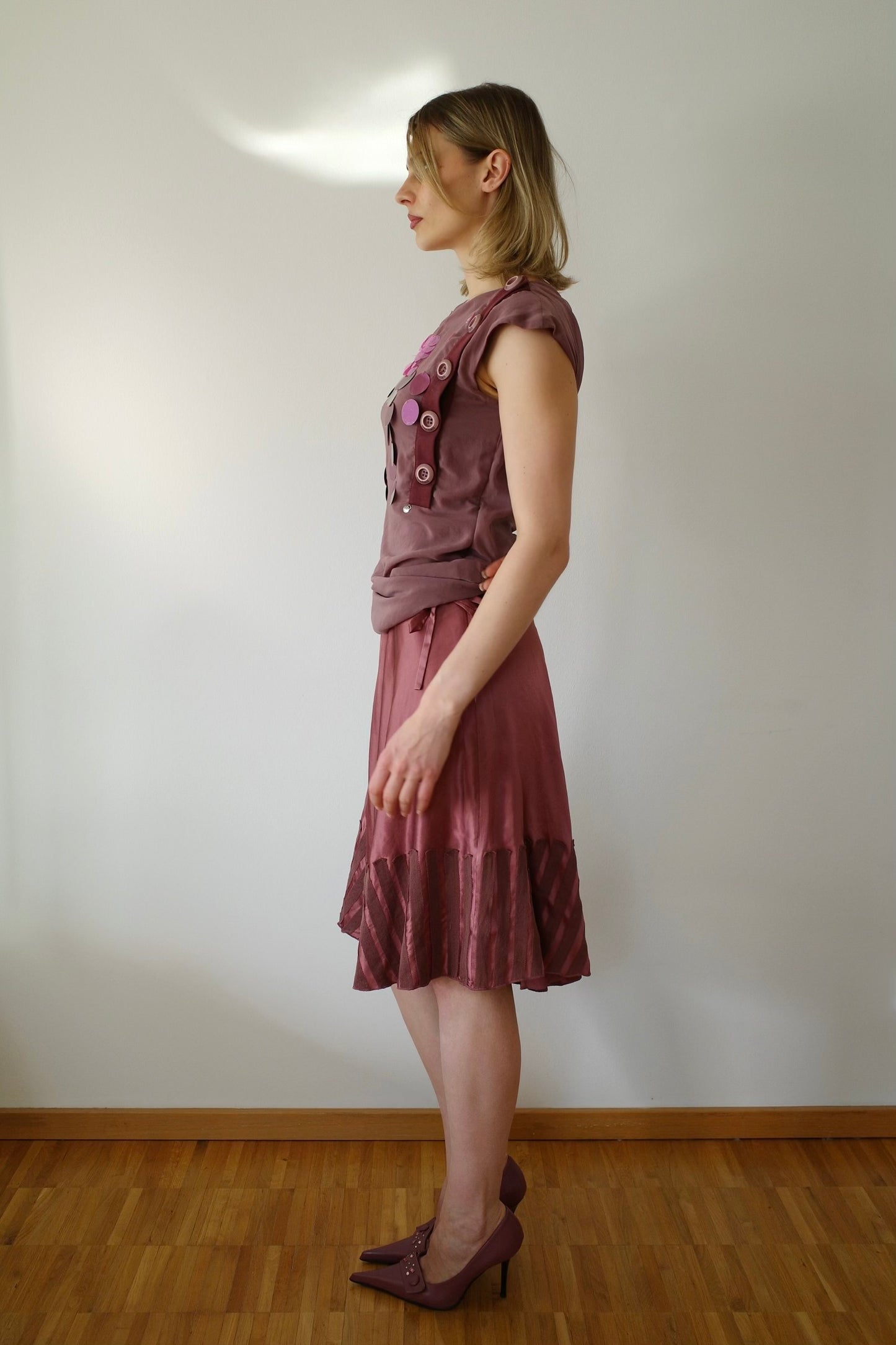 VINTAGE 100% SILK MAUVE SKIRT