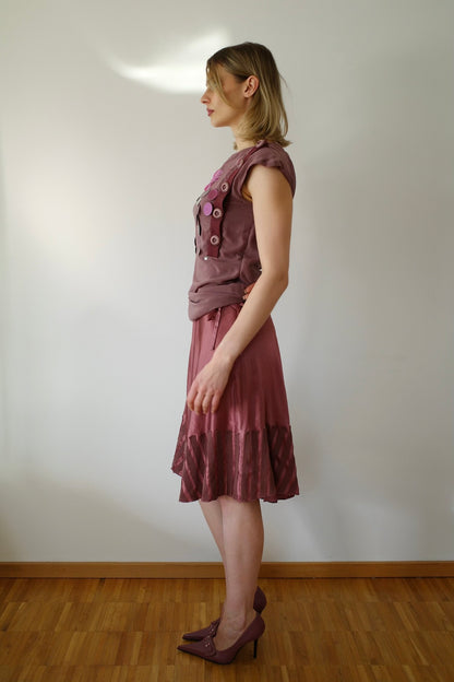 VINTAGE 100% SILK MAUVE SKIRT