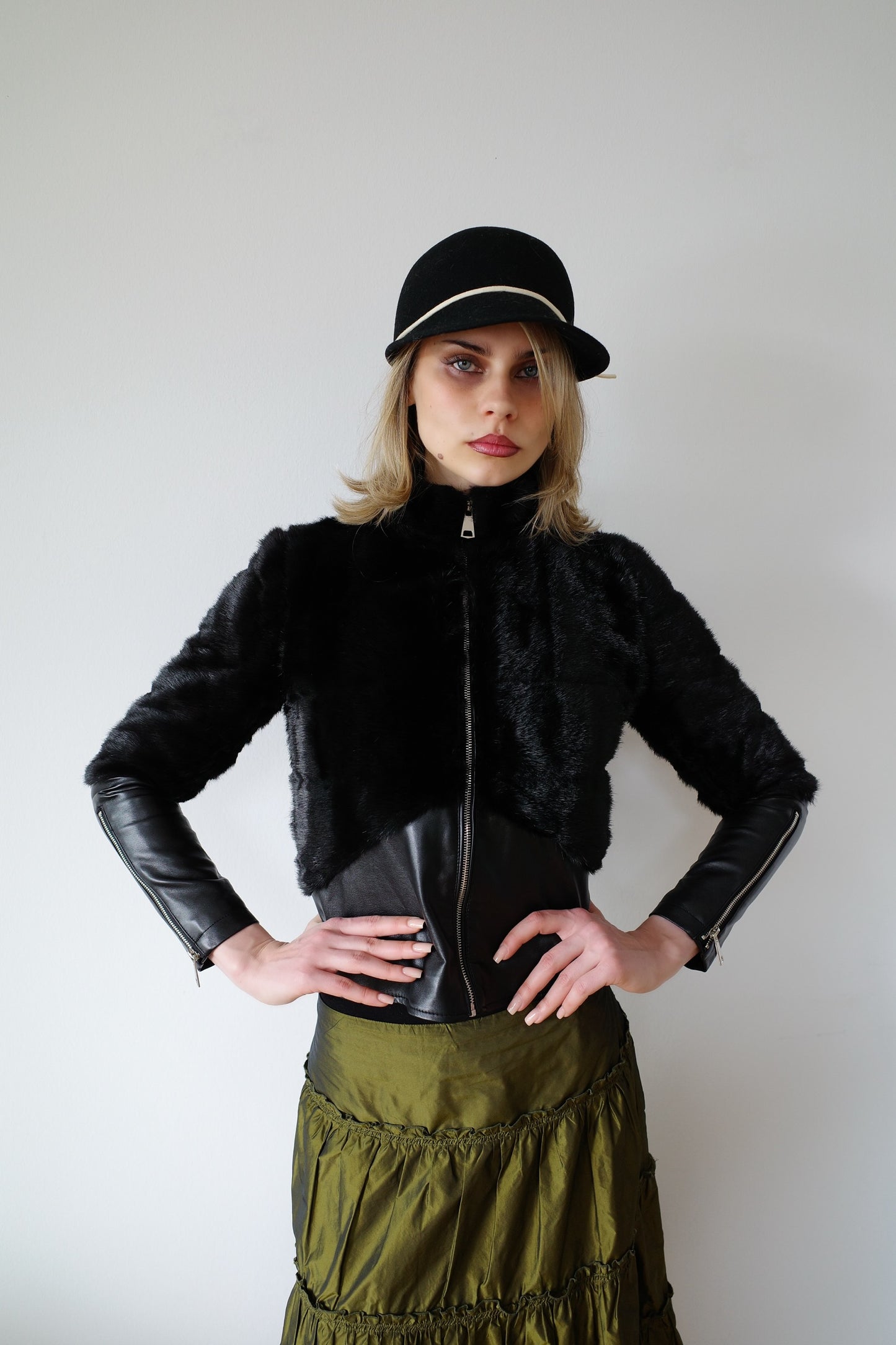 FITTED WAIST FAUX FUR JACKET