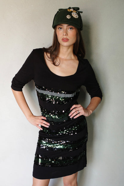 ITALIAN VINTAGE STRIPED SEQUIN DRESS