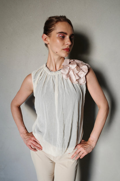 LANVIN F/W 2004 SILK FLOWER TOP