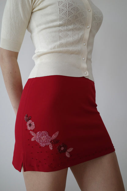 EMBROIDERED FLORAL MINISKIRT