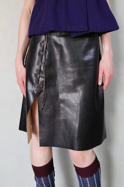 GIANFRANCO FERRÉ LACE-UP LEATHER SKIRT