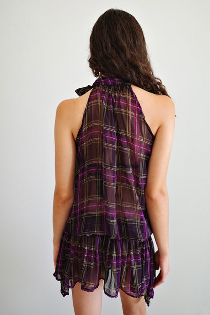 VINTAGE SHEER HALTER NECK DRESS