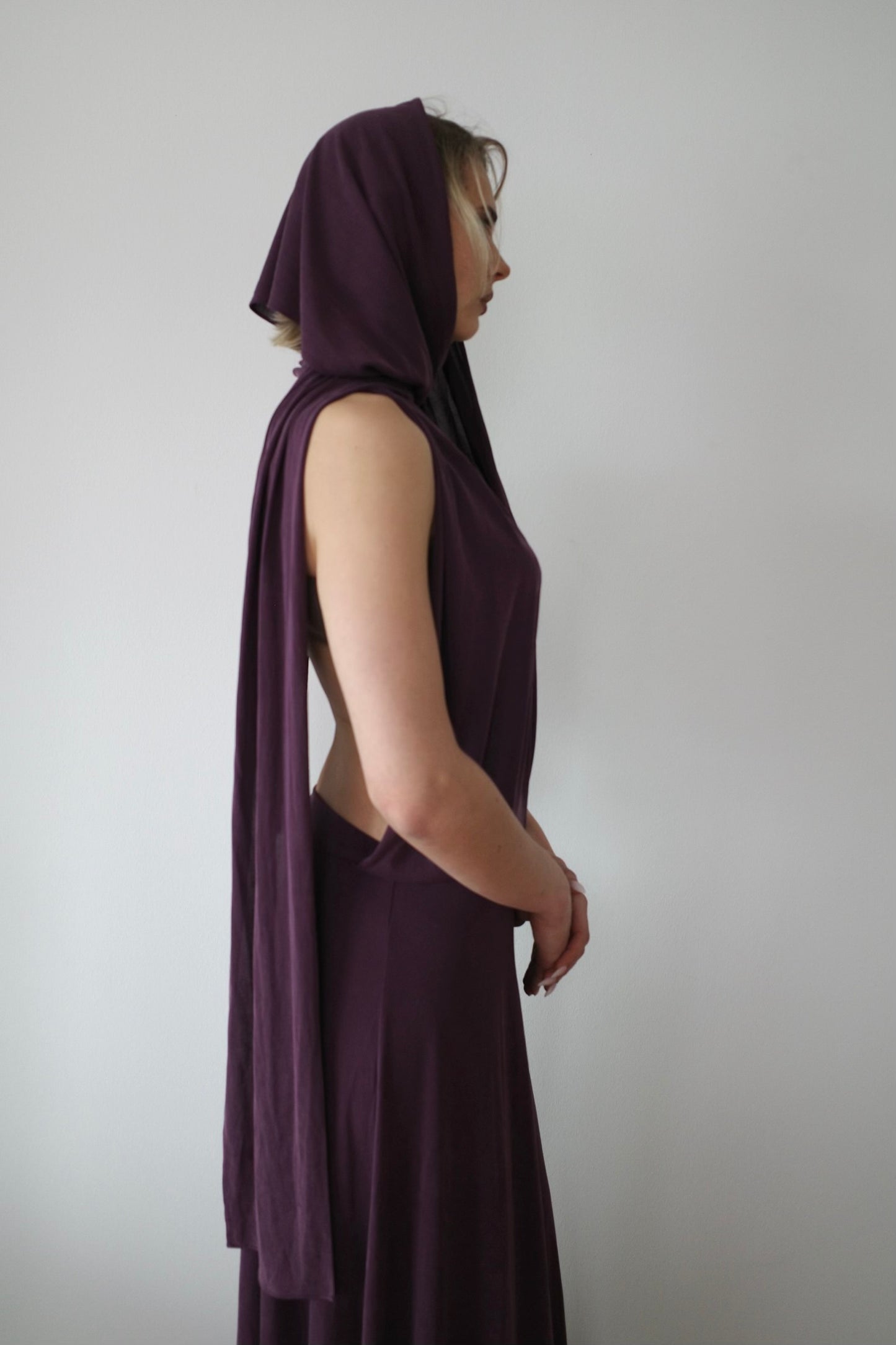 DRAPED CUPRO MAXI DRESS