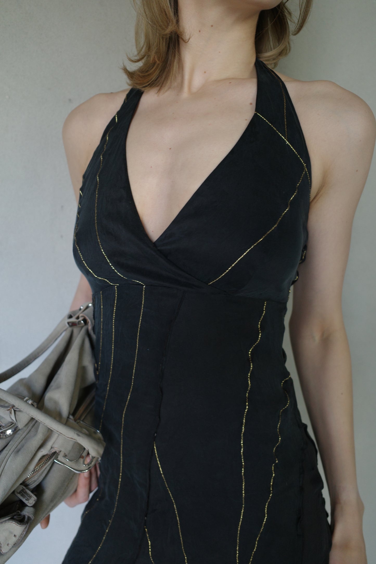 PURE SILK HALTERNECK DRESS