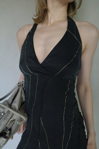 PURE SILK HALTERNECK DRESS