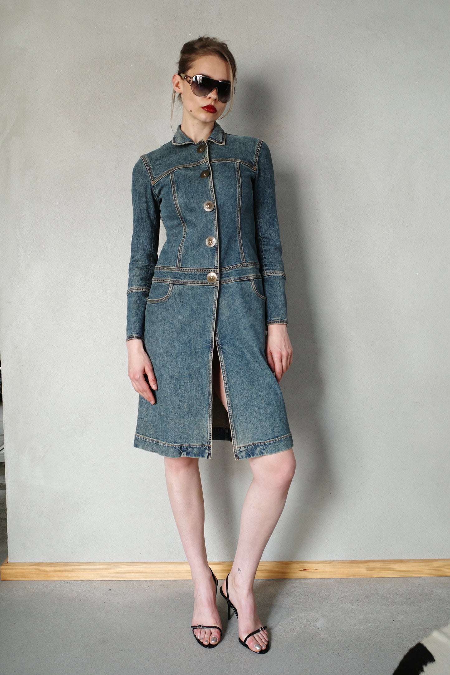 DKNY DENIM COAT DRESS
