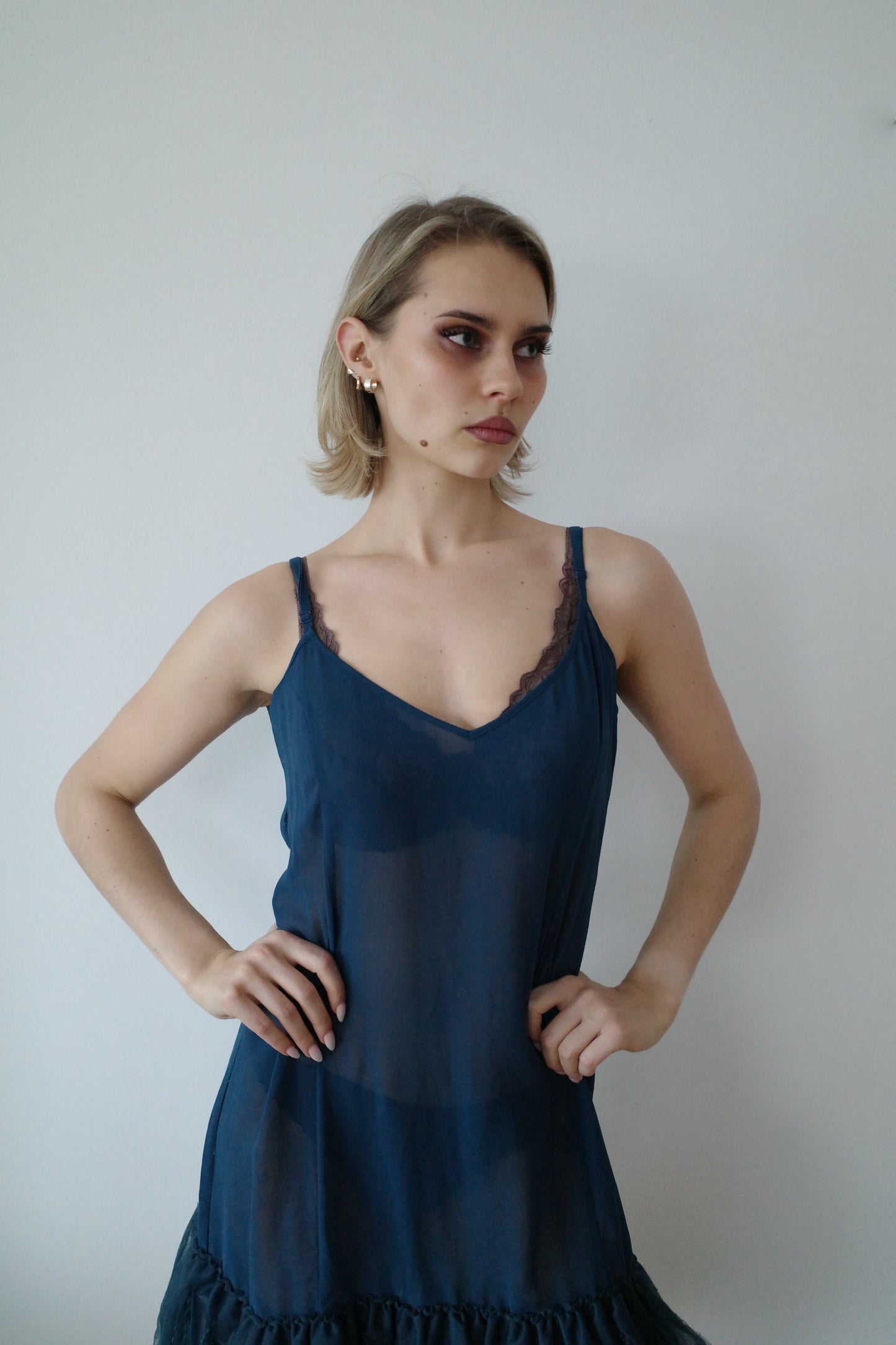 VINTAGE FEATHERY MESH DRESS