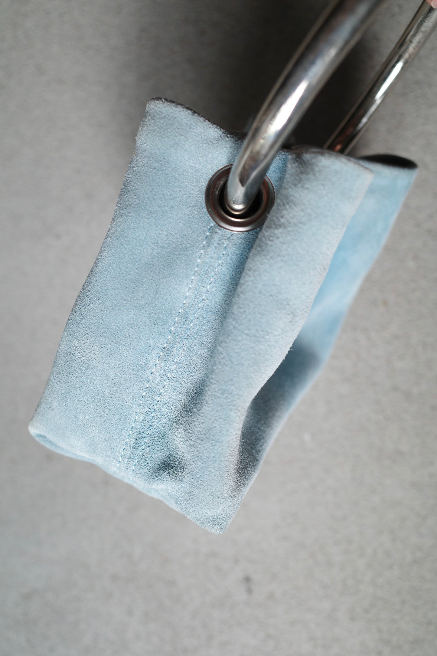 VINTAGE ITALIAN SUEDE MINI POUCH /W METAL HANDLE