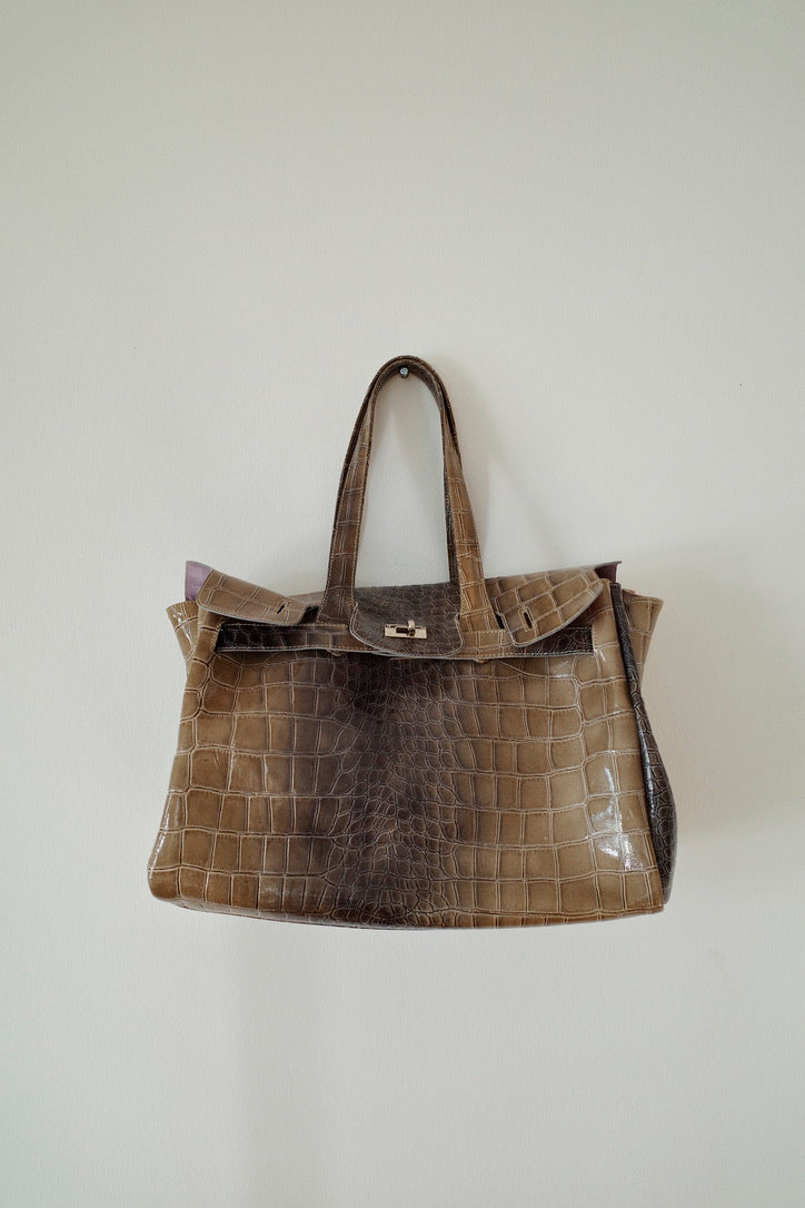 LARGE CROC FIRKIN BAG