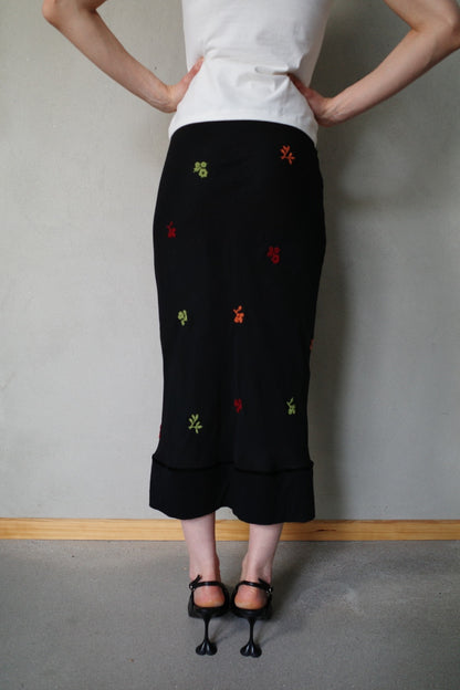 EMBRODIERED MESH MAXI SKIRT
