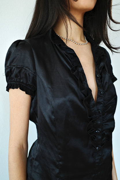 RUFFLED SILKY BLOUSE