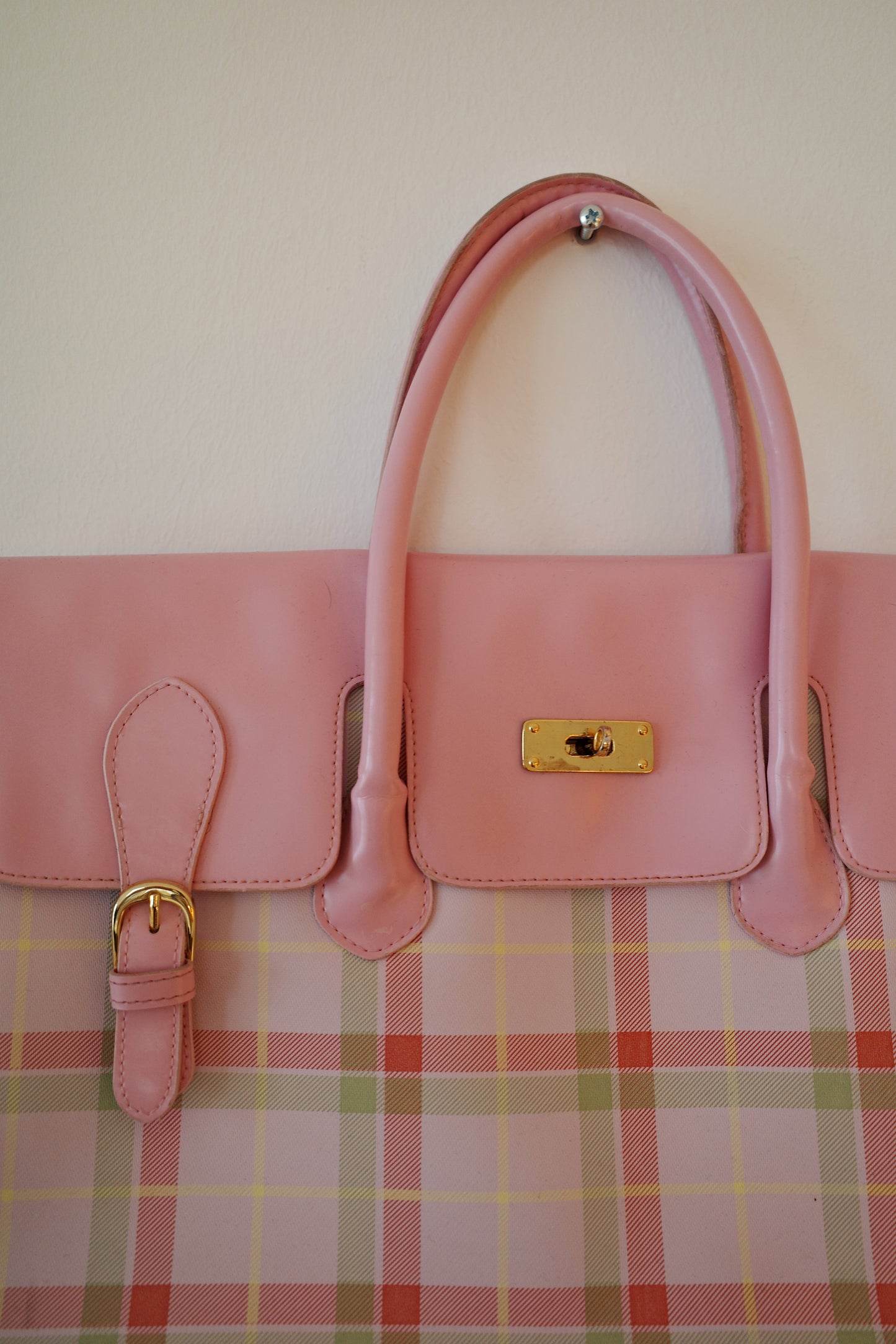 CHECKERED BABYPINK FIRKIN BAG