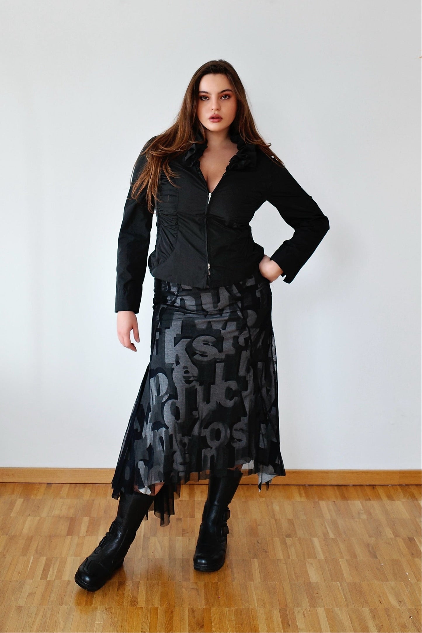 ANNA PIANURA MESH PRINT SKIRT