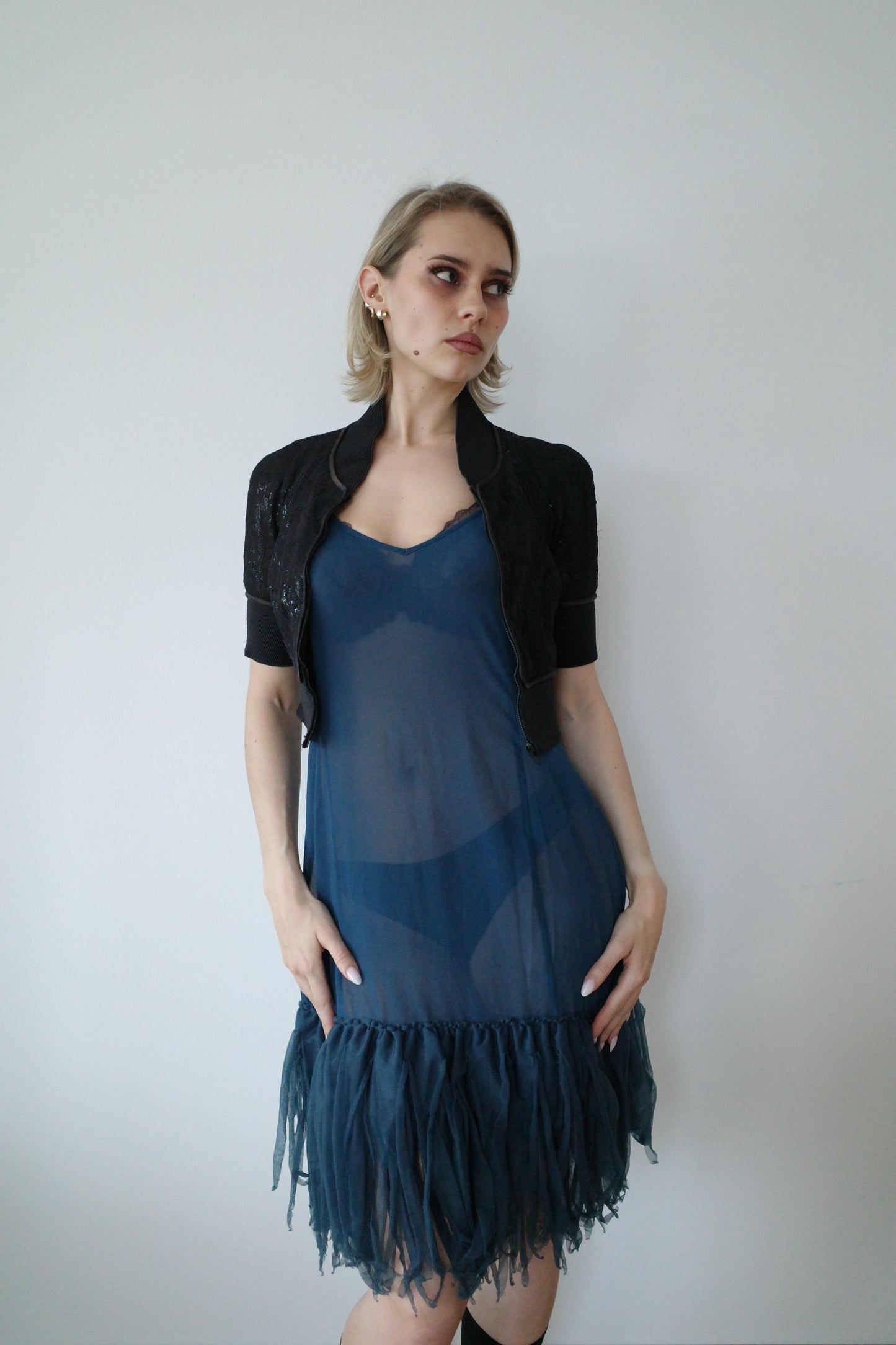 VINTAGE FEATHERY MESH DRESS