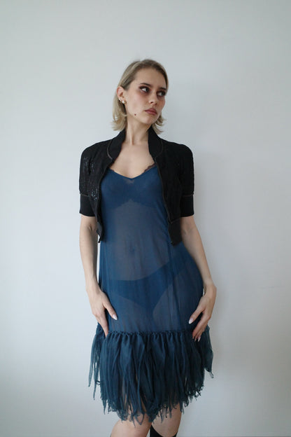VINTAGE FEATHERY MESH DRESS