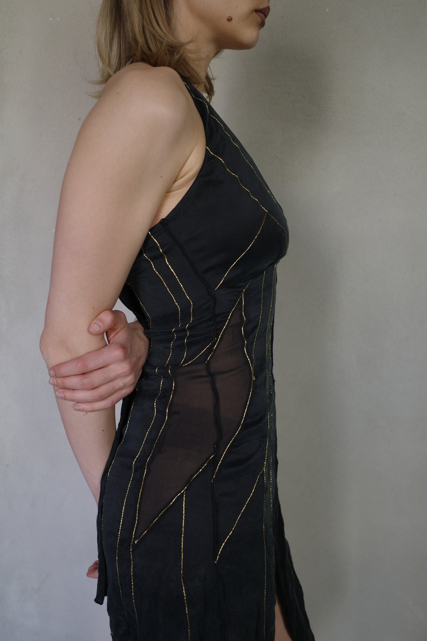 PURE SILK HALTERNECK DRESS