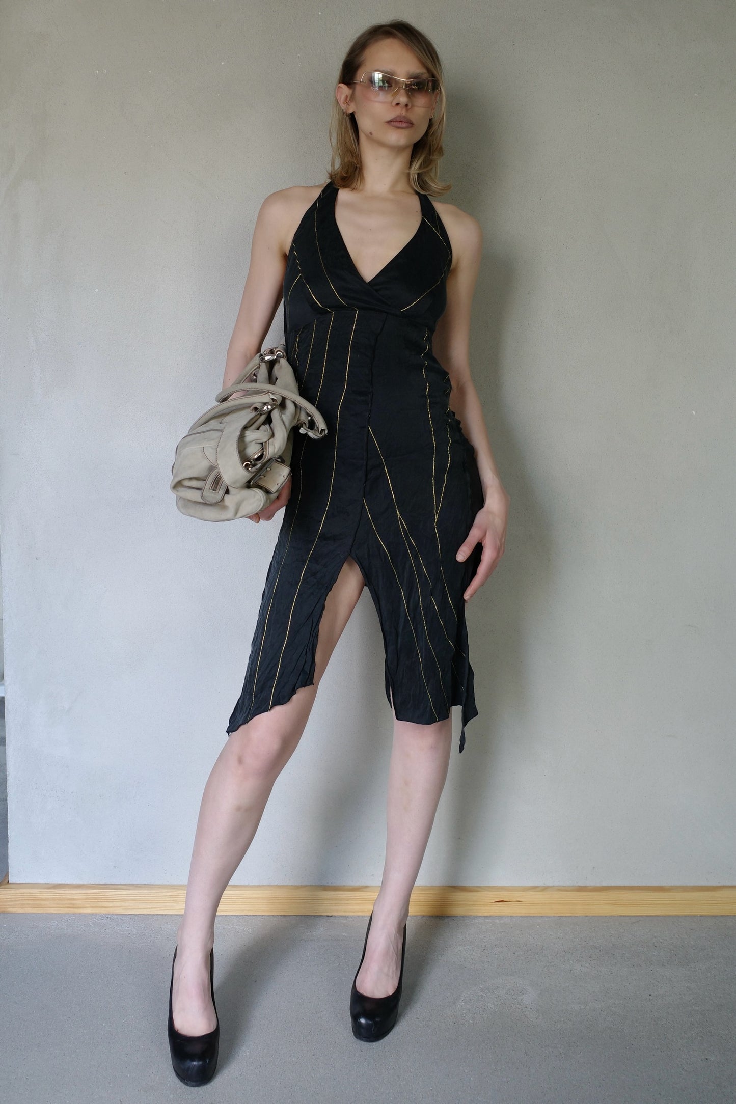 PURE SILK HALTERNECK DRESS