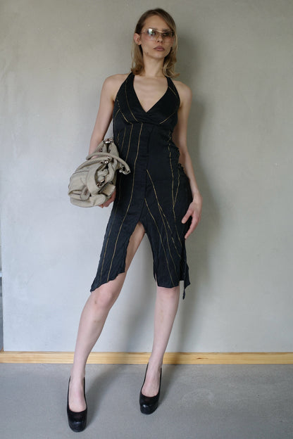 PURE SILK HALTERNECK DRESS