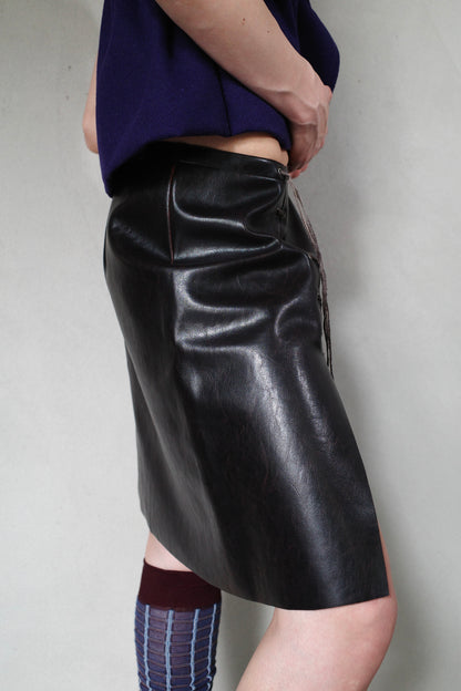 GIANFRANCO FERRÉ LACE-UP LEATHER SKIRT