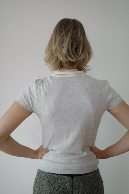 KNIT SHIRT WITH SCARF COLLAR