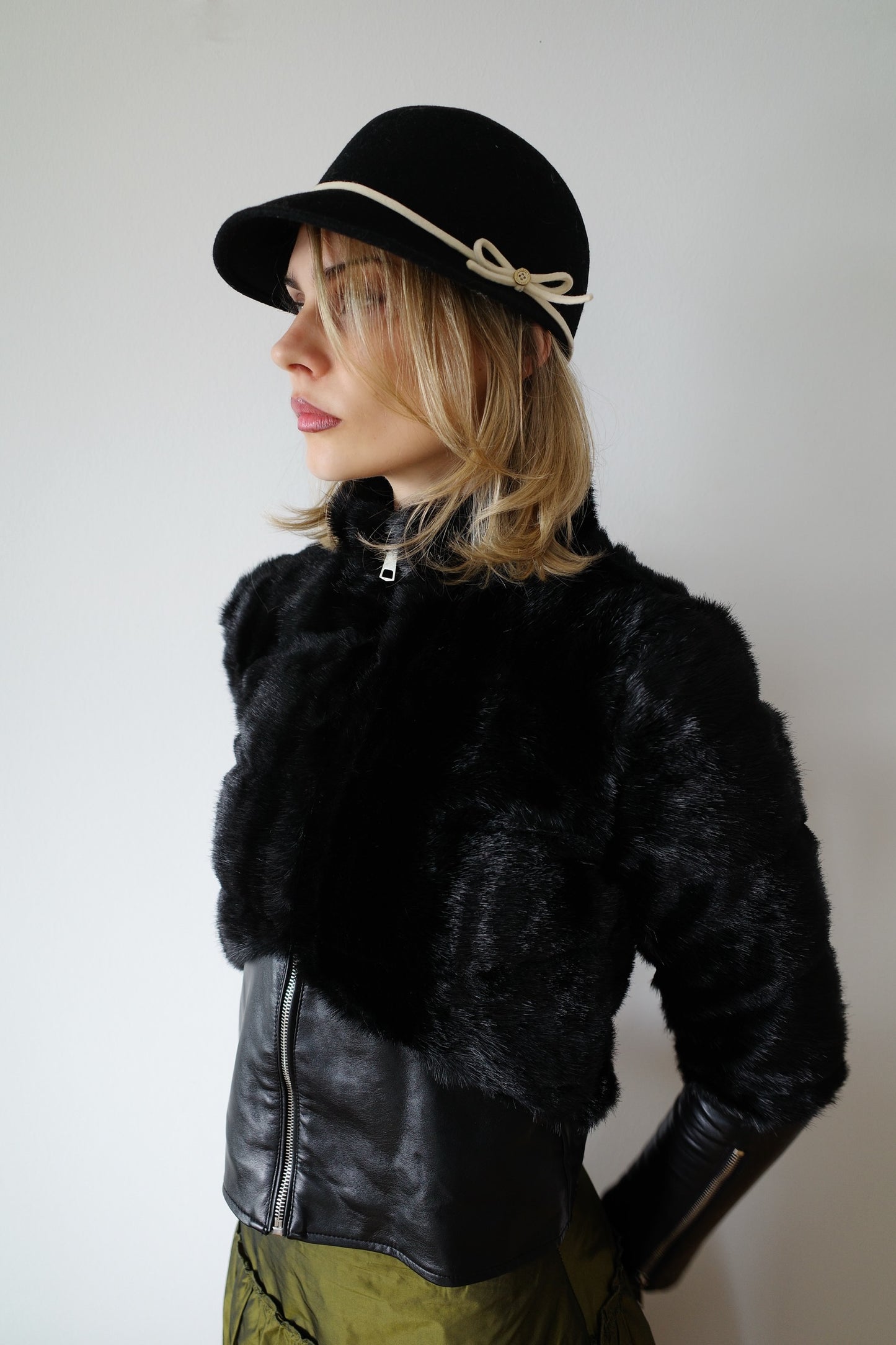 FITTED WAIST FAUX FUR JACKET