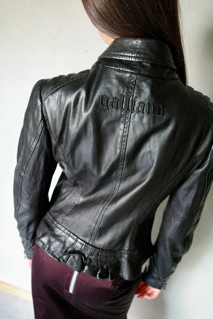 JOHN GALLIANO RUFFLED LEATHER JACKET