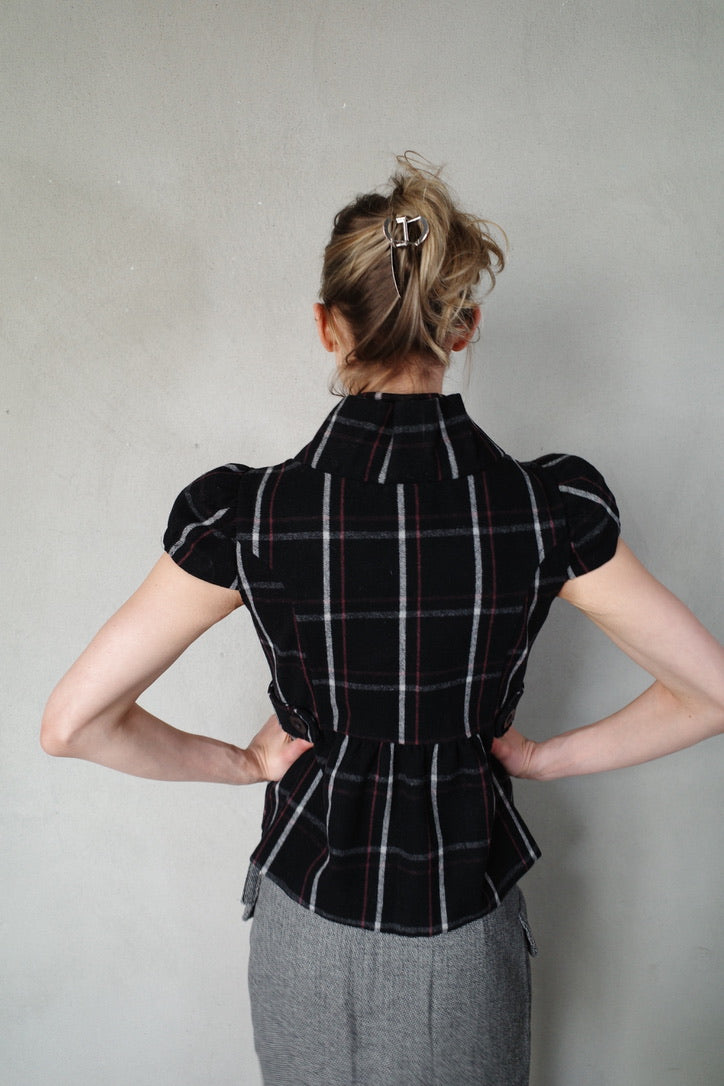 BABYDOLL WOOL PEACOAT (CHECKERED)