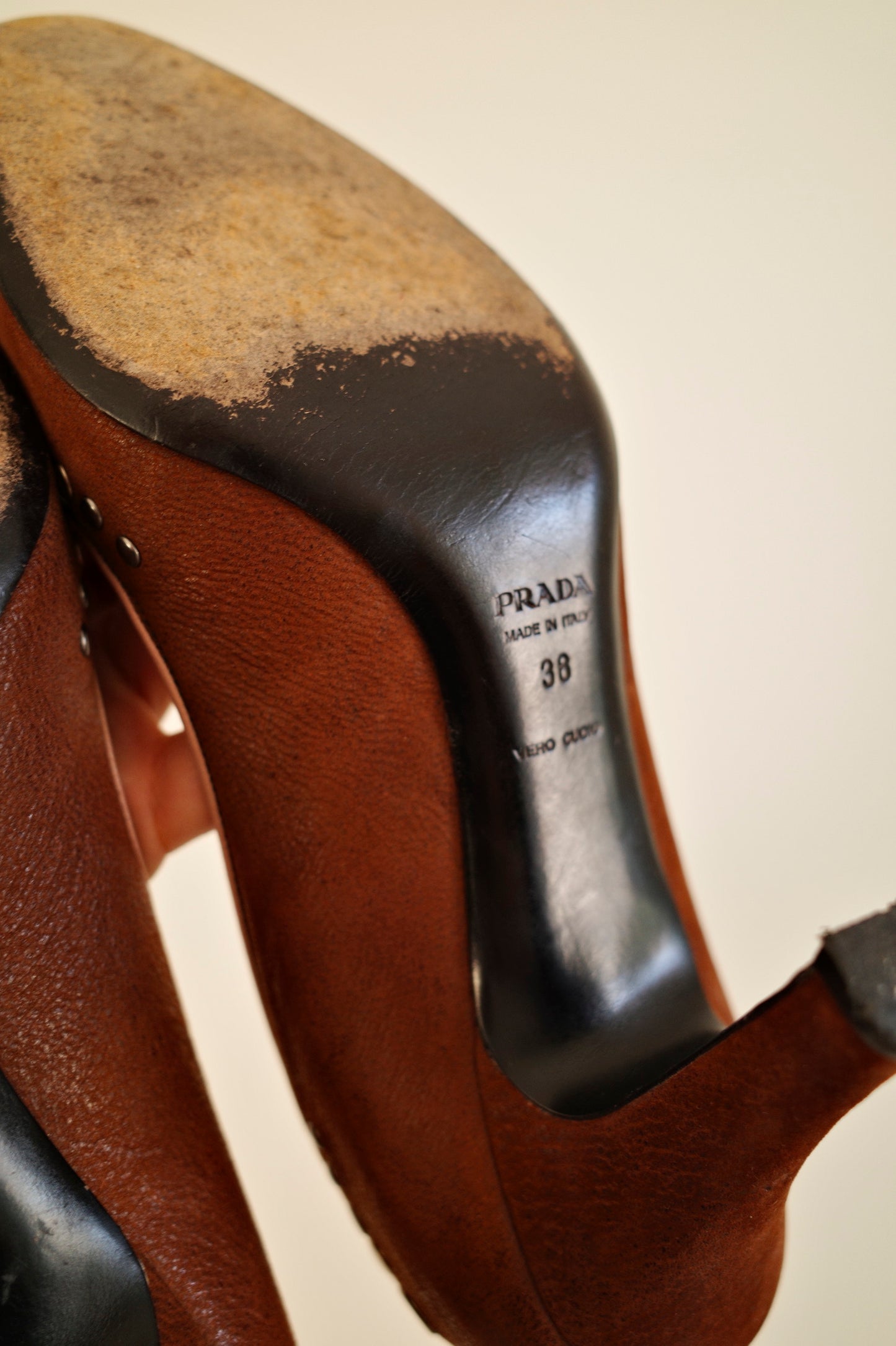 PRADA STUDDED LEATHER PUMPS