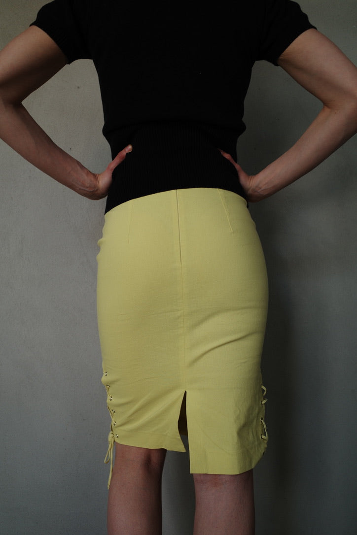 LACE-UP PENCIL SKIRT