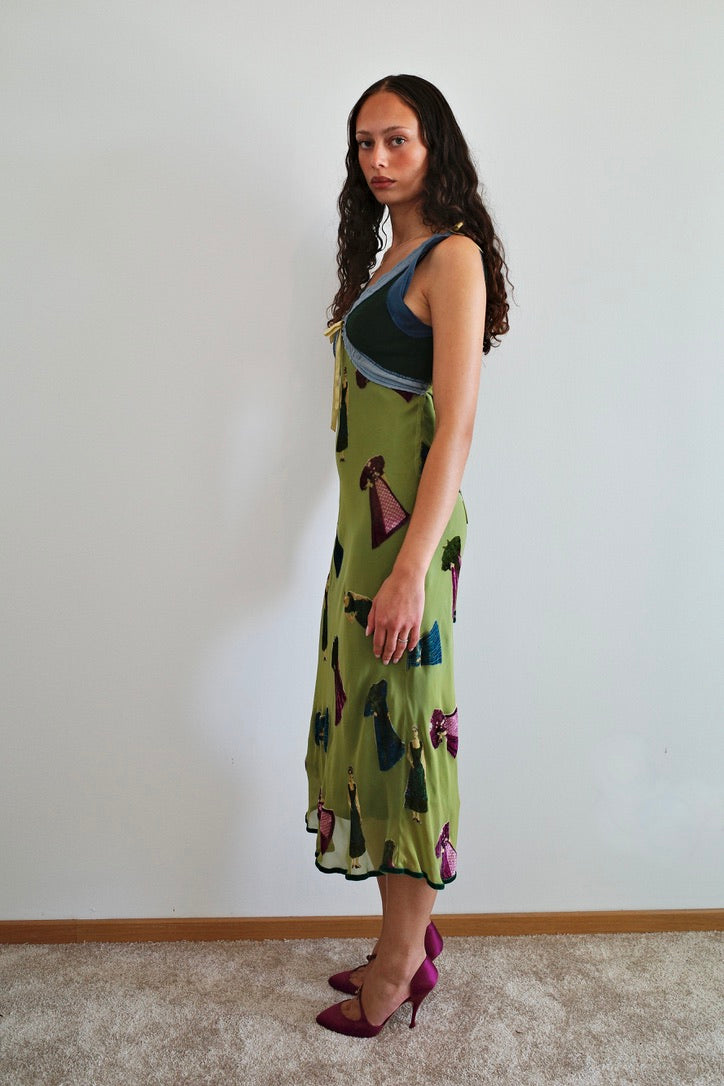 PATTY SHELABARGER SILK & WOOL DRESS