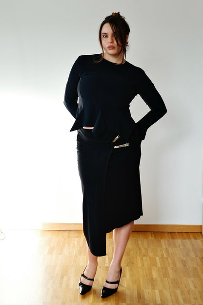 ASYMMETRICAL BUCKLE SKIRT