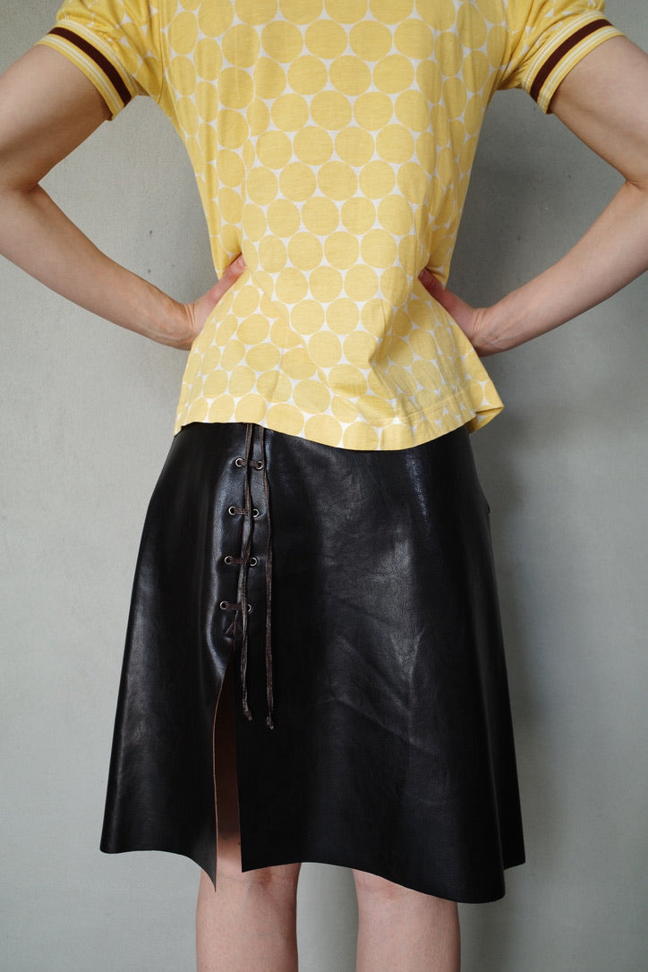 GIANFRANCO FERRÉ LACE-UP LEATHER SKIRT